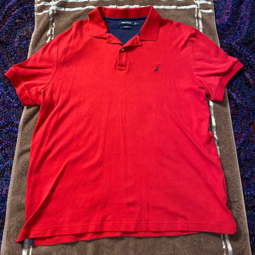 Nautica red button up short sleeve shirt